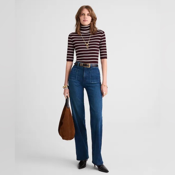 Madewell Denim - Madewell High-Rise Wide-Leg Jeans in Dark Blue